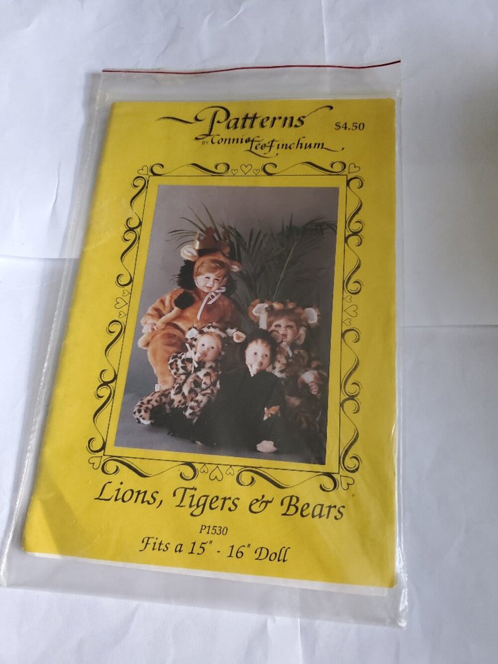 LIONS TIGERS BEARS P1530 15" 16" DOLL CONNIE LEE FINCHUM DOLL PATTERN